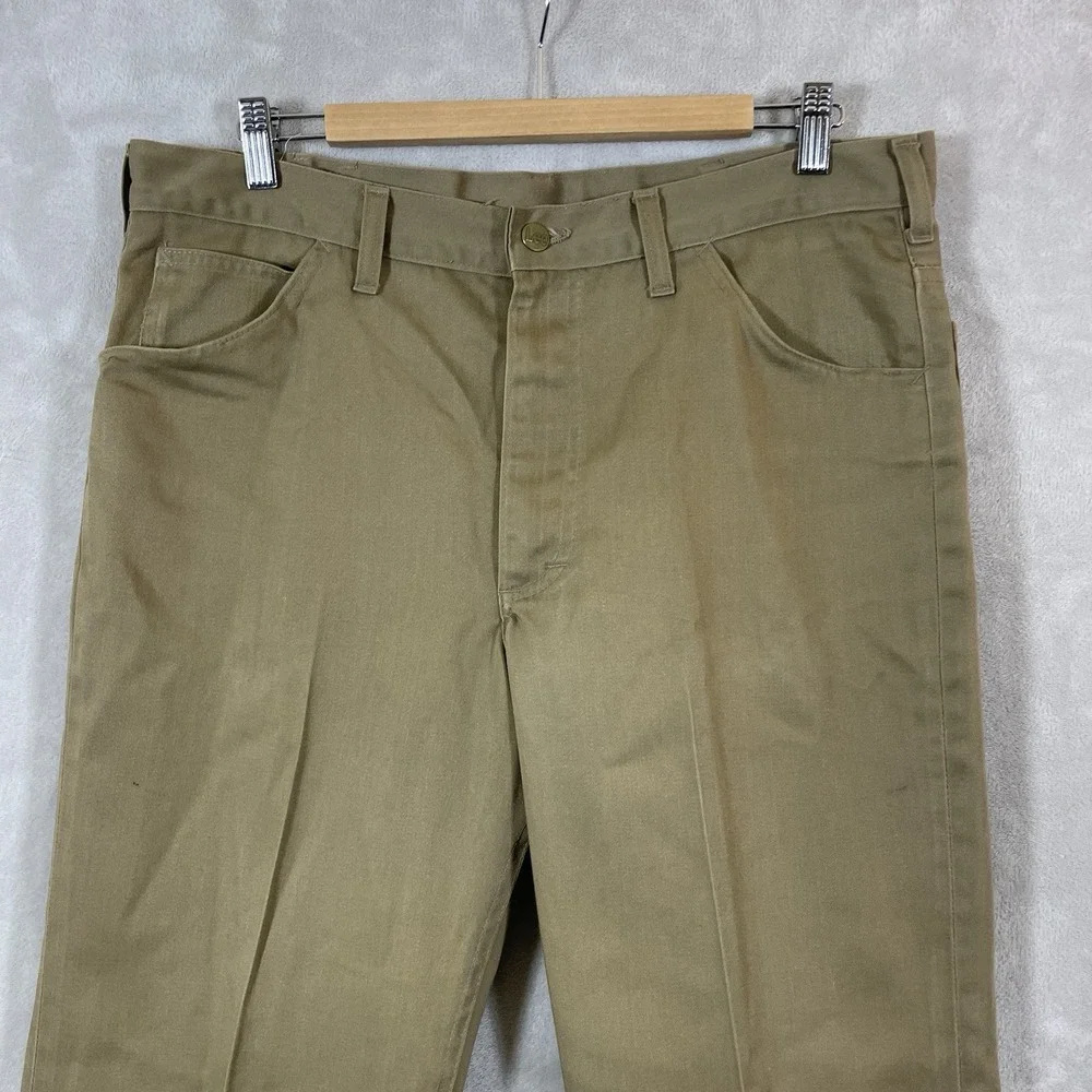 True Vtg 60s Lee Westerner Pants Mens 36x29 Cotton Talon Zipper Green USA Union